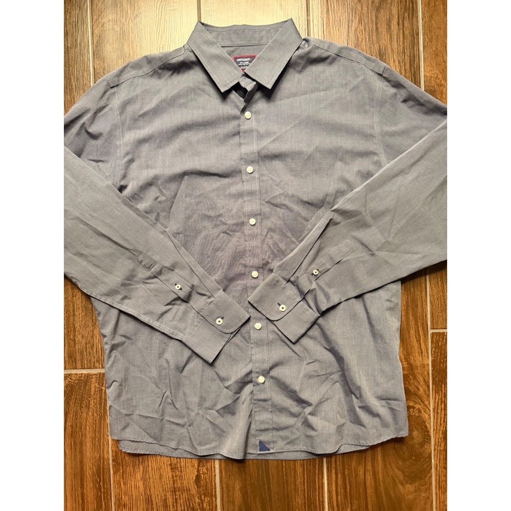 UNTUCKit Mens XXL Slim Fit Wrinkle Free Grey Long Sleeve Button Down Shirt